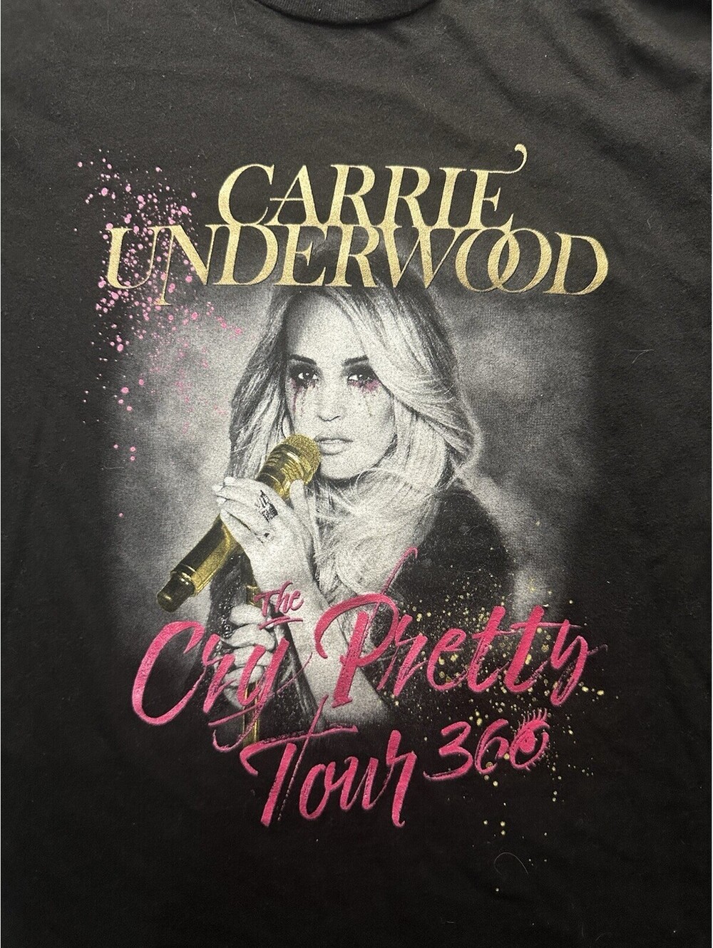 Carrie Underwood Cry Pretty 360 Tour T-Shirt Short Sleeve Black Size Small
